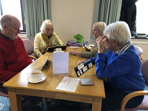 Ken, Margie, Lix and Sandra playing Rummikub