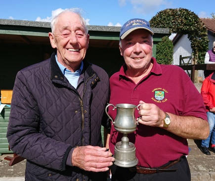 Chairman Lol Jarvis presents the cup to winner Tony Kirkham.