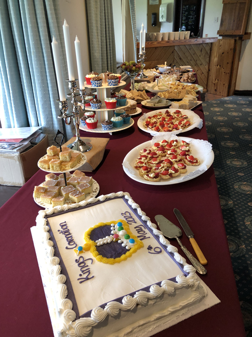 The Coronation Cake, scones, cake and cupcakes on the buffet table