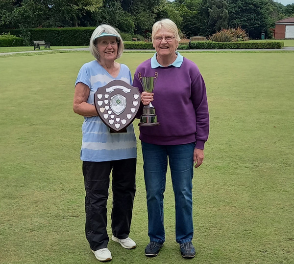 Kath, on left, holding the Runner-Up Shield. Winner, Rosina, on the right.