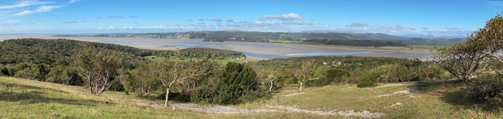 Panoramic view of Morecambe Bay taken from the Arnside Knott viewpoint. Photo by Geoff.